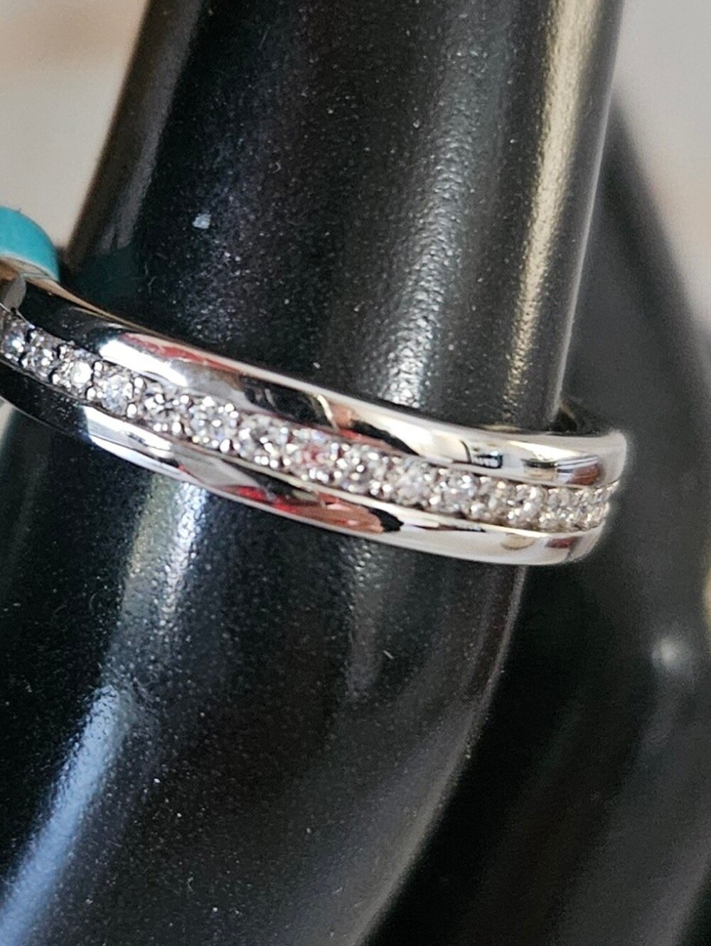 Sterling Silver & Moissanite Eternity Band. Ring Size 6